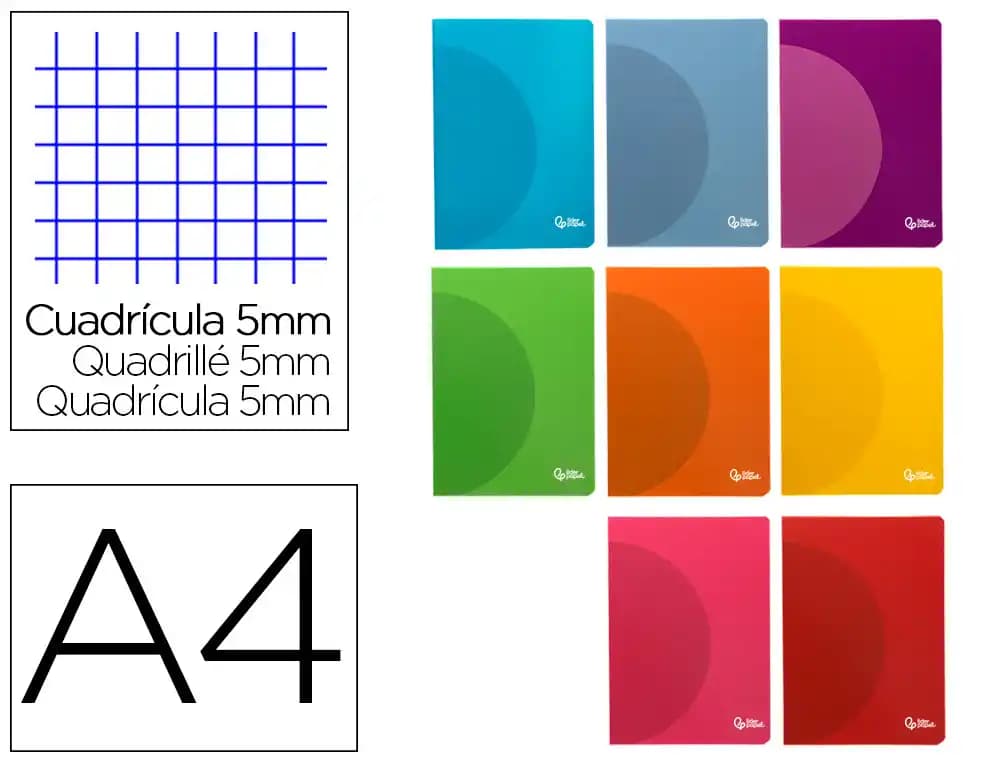 Libreta liderpapel 360 tapa de plastico a5 48 hojas 90gr 5mm con doble margen colores