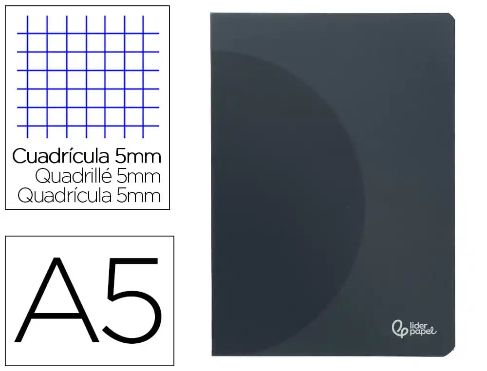Liderpapel Libreta liderpapel 360 tapa de plastico 48 hojas 5mm con doble margen tapa negra