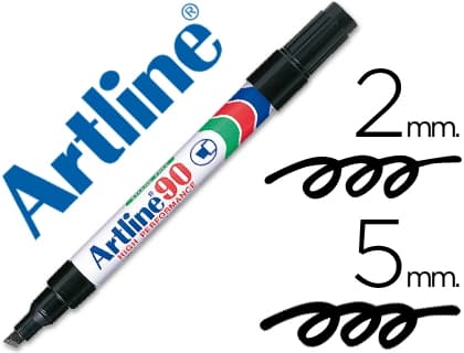 Artline Rotulador artline marcador permanente ek-90 punta biselada 5 mm papel metal y cristal · Negro