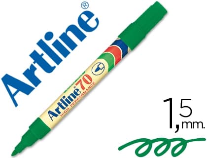 Artline Rotulador artline marcador permanente ek-70 punta redonda 1.5 mm papel metal y cristal · Verde