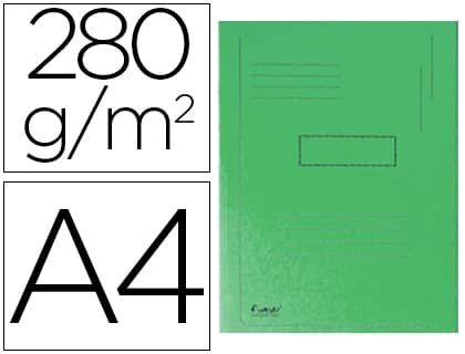 Subcarpeta Exacompta de cartulina de 280 g con 2 solapas interiores y líneas impresas en la portada, DIN A4 – Verde