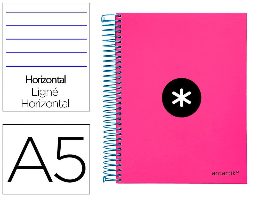 Antartik Cuaderno espiral micro antartik tapa forrada 120h horizontal 5 bandas 6 taladros