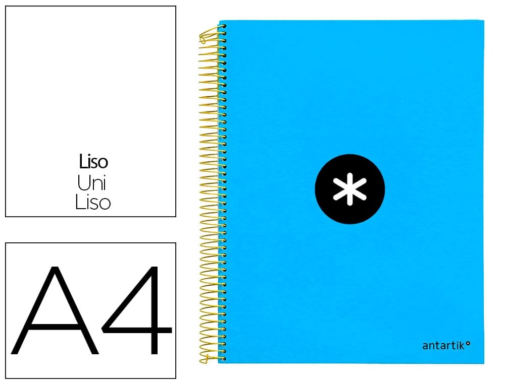Antartik Cuaderno espiral a4 micro antartik tapa forrada 120h 90 gr liso con bandas 4 taladros