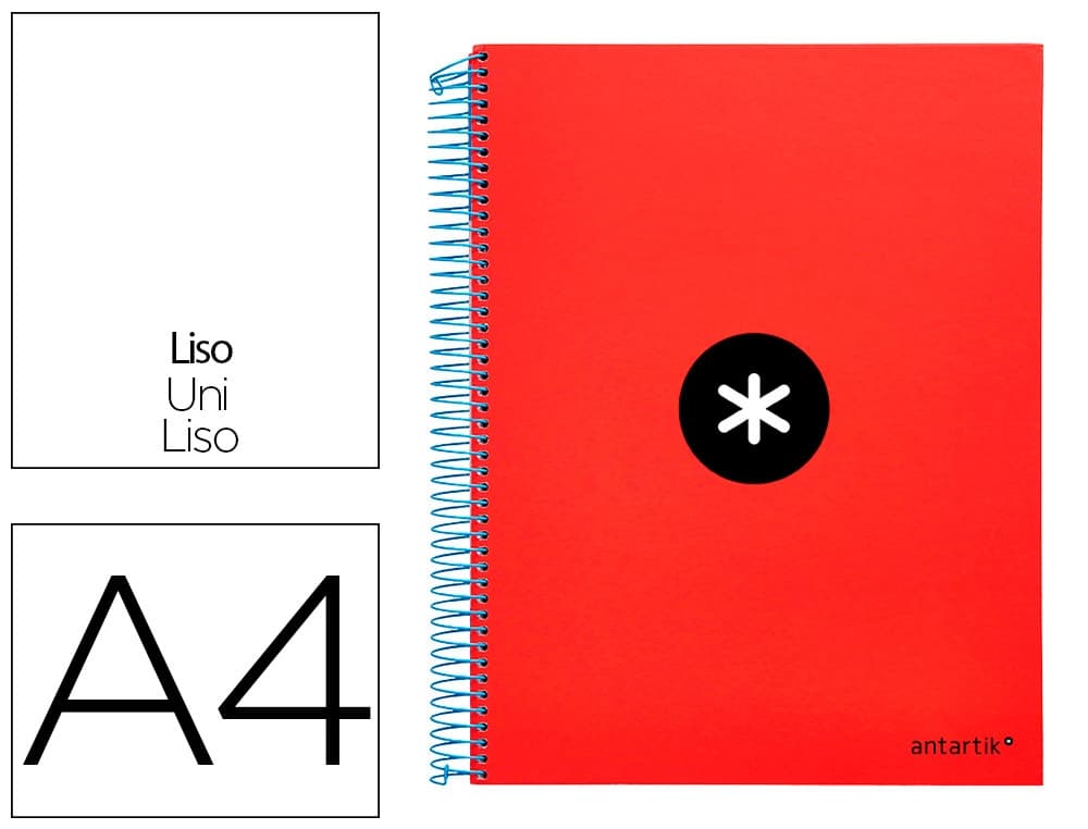 Cuaderno espiral a4 micro antartik tapa forrada 120h 90 gr liso con bandas 4 taladros