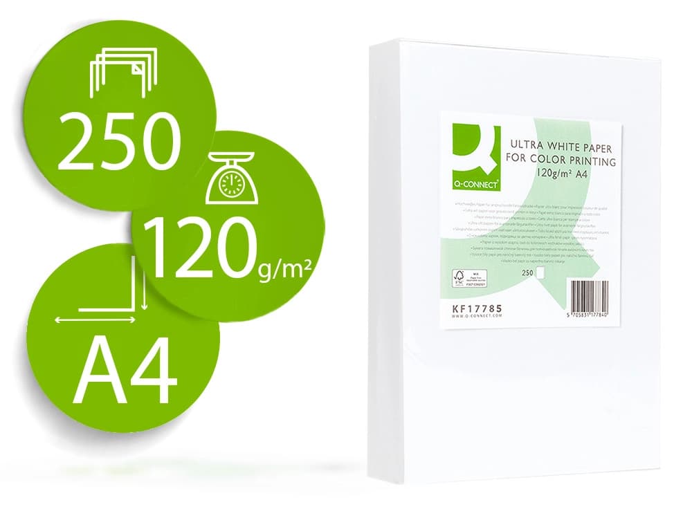 Q-connect Papel fotocopiadora q-connect ultra white paquete de 250 hojas