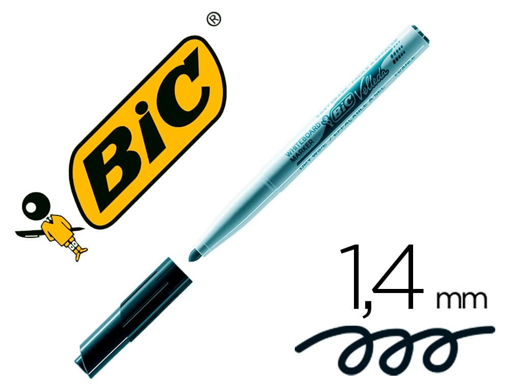 Rotulador de pizarra BIC Velleda de bolsillo con punta redonda, trazo de 1,4 mm – Negro