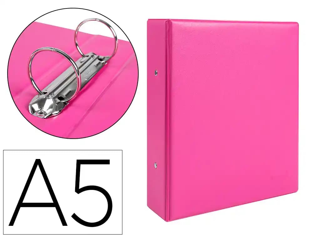 Carpeta de 2 anillas 40 mm redondas liderpapel a5 carton forrado pvc rojo