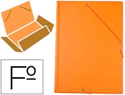 Liderpapel Carpeta liderpapel gomas tres solapas carton forrado pvc folio color naranja