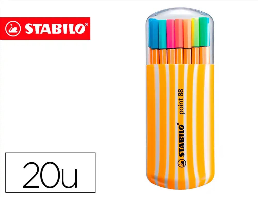 Stabilo Rotulador stabilo punta de fibra point 88 estuche de 20 unidades colores neon