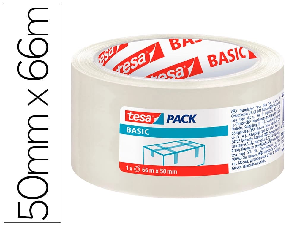 Tesa Cinta adhesiva tesa pp polipropileno 66 m x 50 mm para embalaje