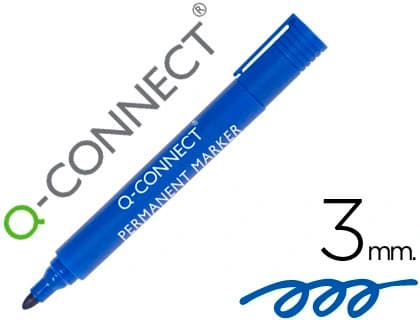 Rotulador permanente Q-Connect de punta redonda de 3 mm – Azul