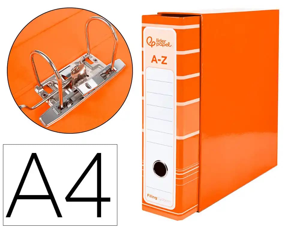 Archivador de palanca liderpap el a4 filing system forrado sin rado lomo 80mm con caja y compresor metalico