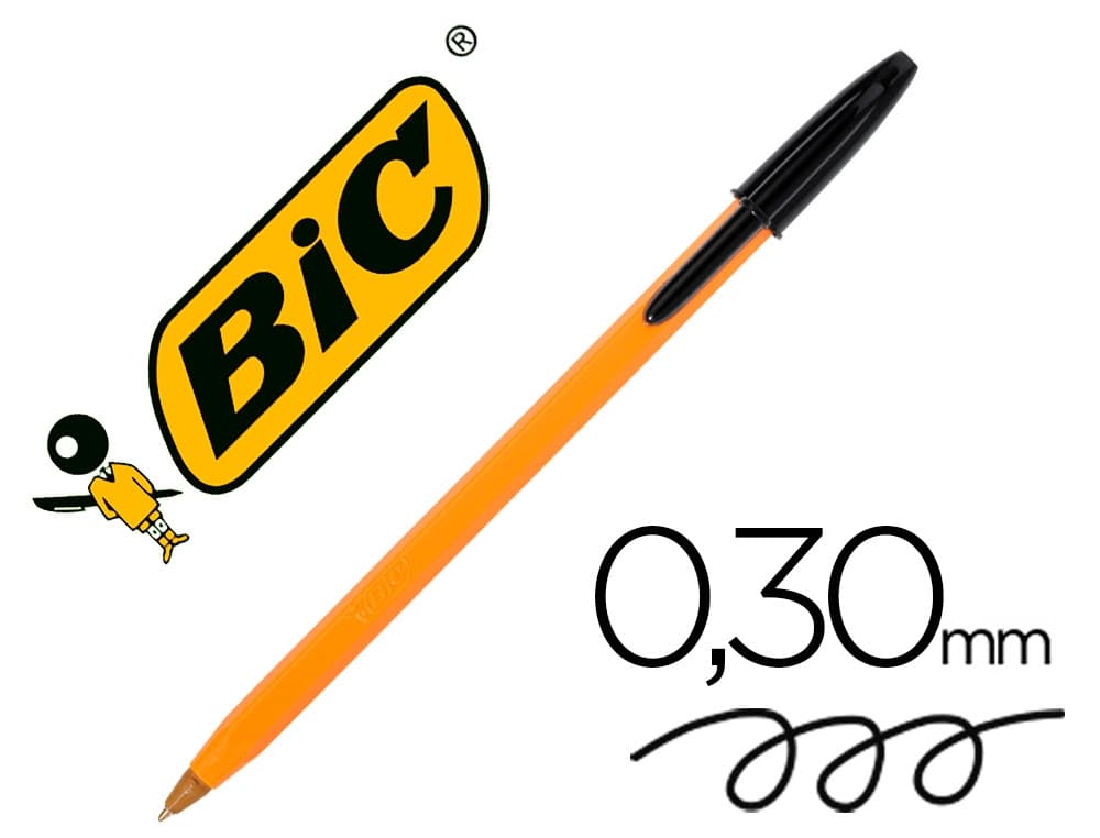 Bolígrafo BIC Naranja Fine Original con capuchón – Negro