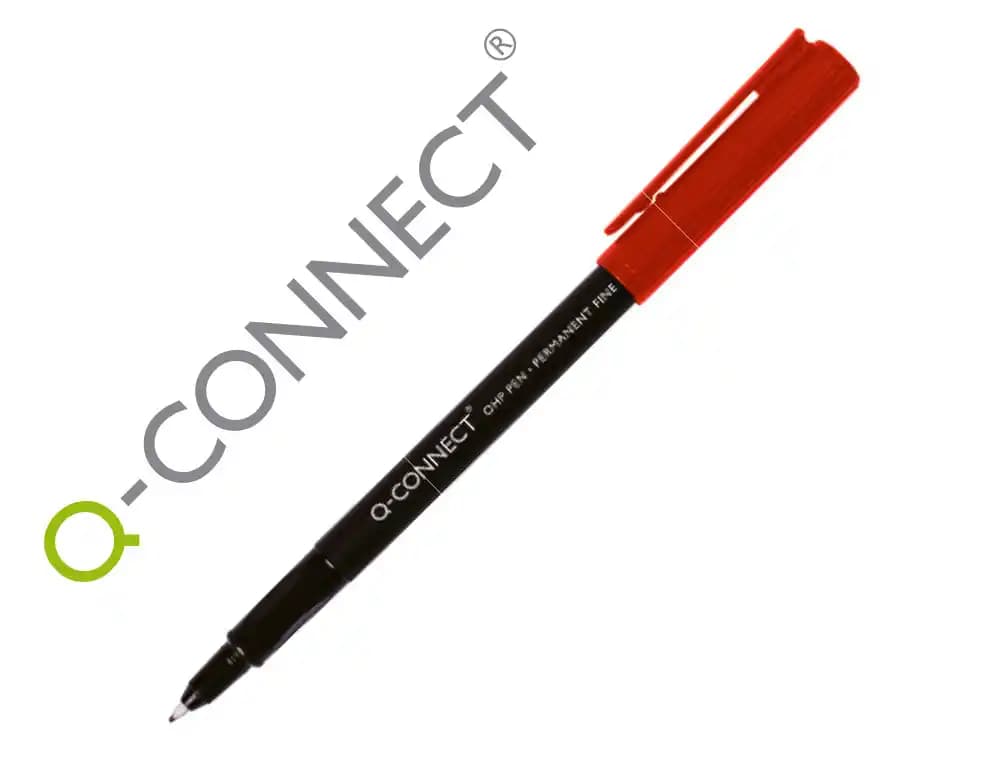 Rotulador permanente Q-Connect de punta de fibra superfina de 0,5 mm para retroproyección – Rojo