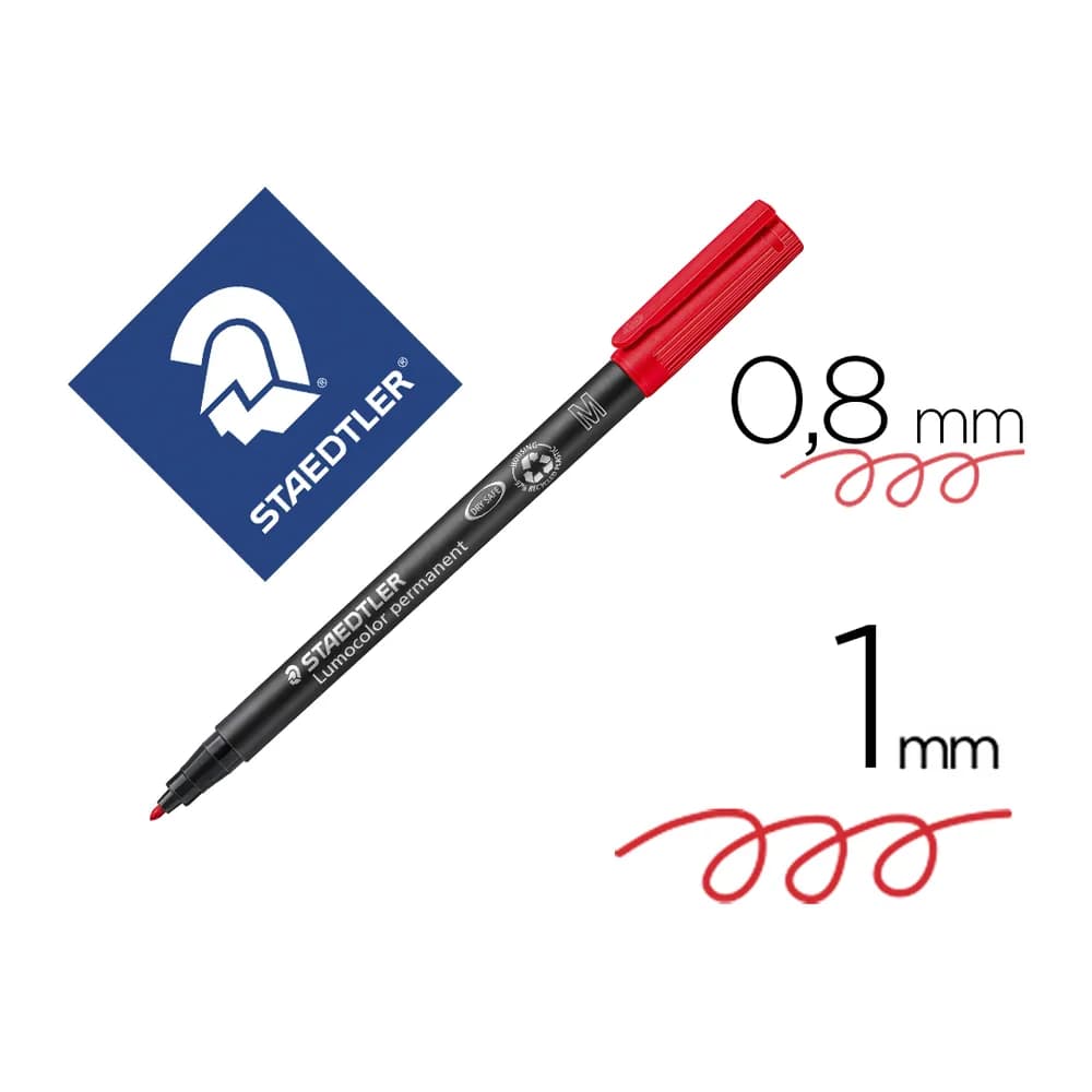 Rotulador staedtler lumocolor retroproyeccion punta de fibrapermanente 317-2 rojo punta media redonda 0.8-1 mm