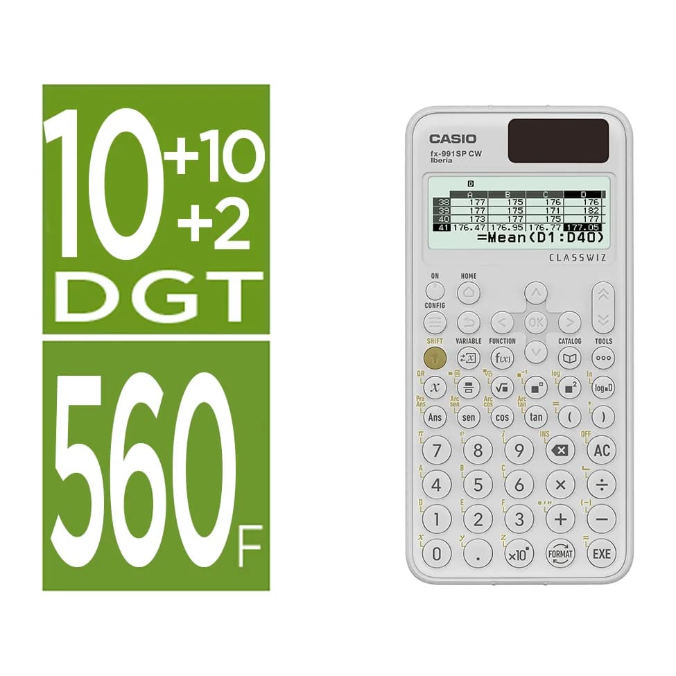 Casio Calculadora casio fx-991sp cw iberia classwiz cientifica 560 funciones 9 memorias 10+2 digitos 5 idiomas con tapa