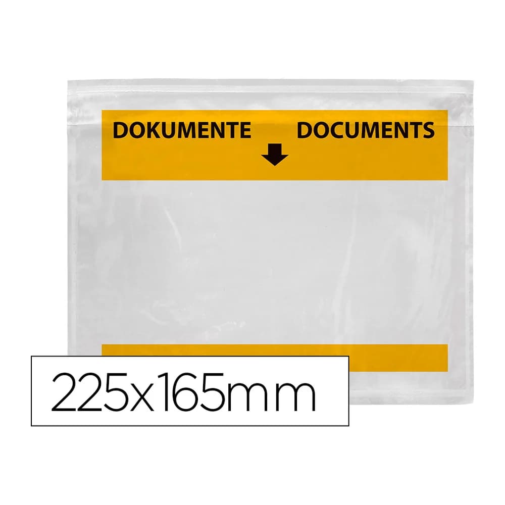 Q-connect Sobre autoadhesivo q-connect portadocumentos multilingue 225x165 mm ventana transparente paquete de 100