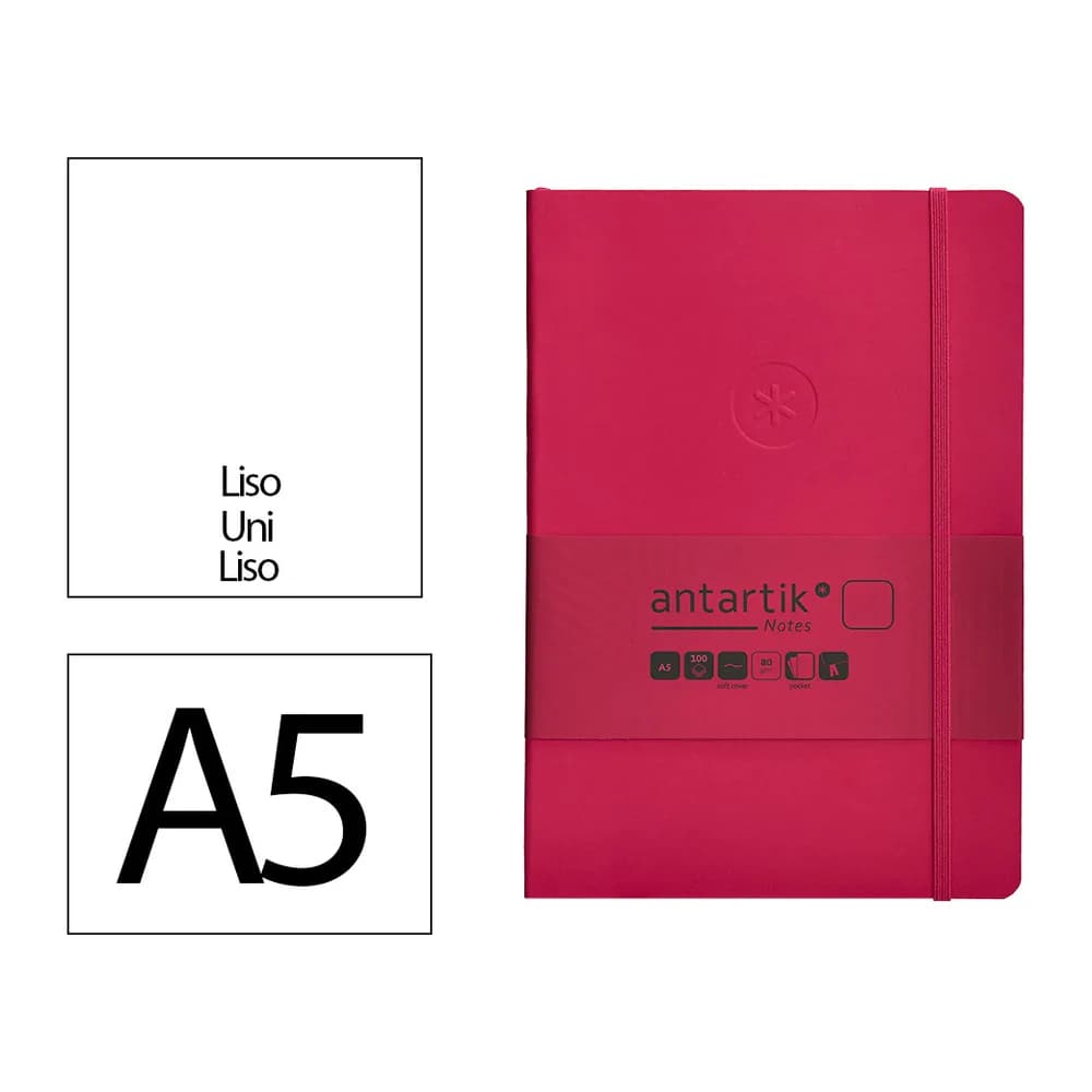 Antartik Cuaderno con gomilla antartik notes tapa blanda a5 hojas lisas burdeos 80 hojas 80 gr fsc