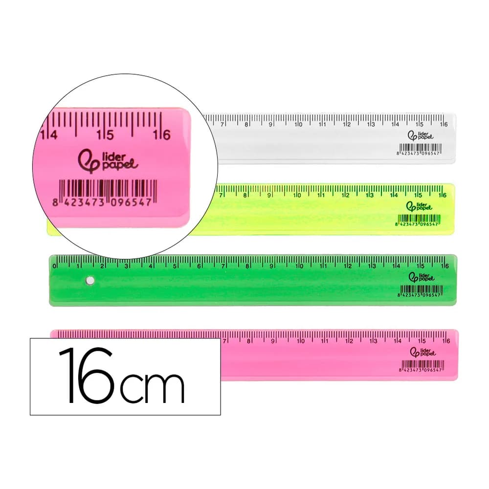 Liderpapel Regla liderpapel plastico 16 cm cubilete con 100 unidades colores surtidos