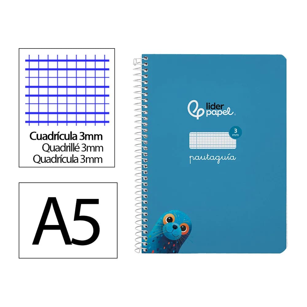 Liderpapel Cuaderno espiral liderpapel a5 pautaguia tapa dura 80h 90gr cuadro pautado 3mm