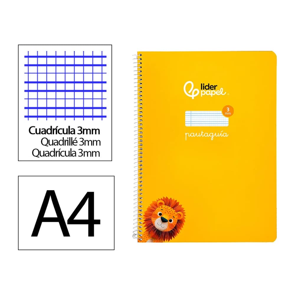 Liderpapel Cuaderno espiral liderpapel a4 pautaguia tapa blanda 80h 75gr cuadro pautado 3mm