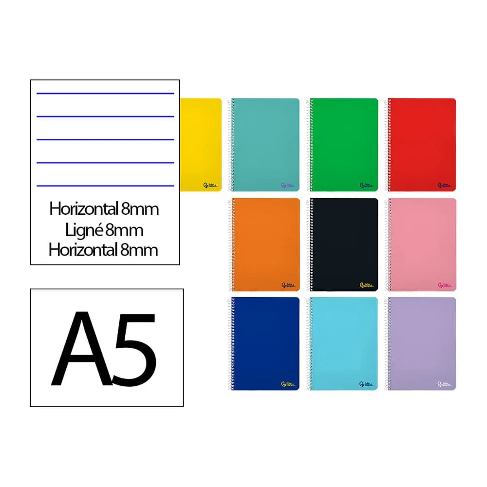 Liderpapel Cuaderno espiral liderpapel din a5 smart tapa blanda 80h 75gr horizontal 8mm con margen colores surtidos