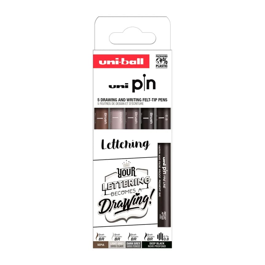 Uniball Rotulador uniball pin lettering blister de 5 unidades colores surtidos