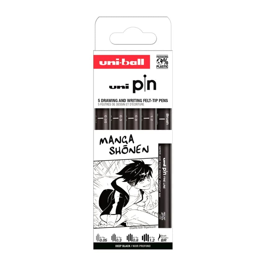 Uniball Rotulador uniball pin manga shonen color negro blister de 5 unidades