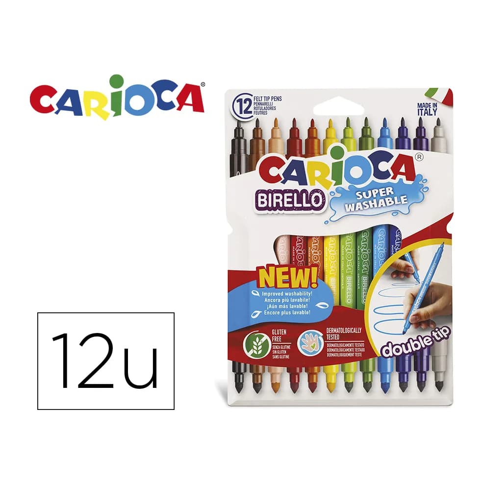 Carioca Rotulador carioca birello doble punta caja de 12 unidades colores surtidos