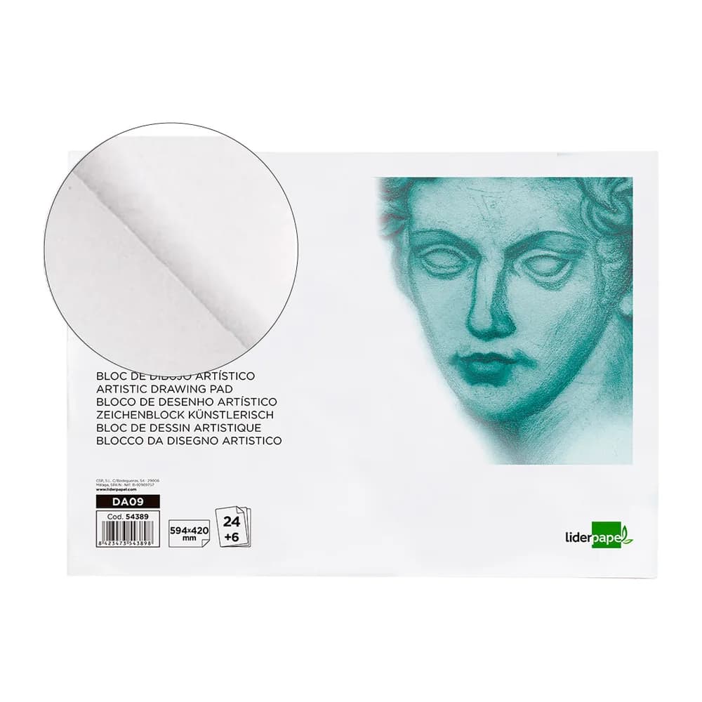 Liderpapel Bloc dibujo liderpapel artistico encolado 594x420mm 24+6 hojas 120g/m2 sin recuadro