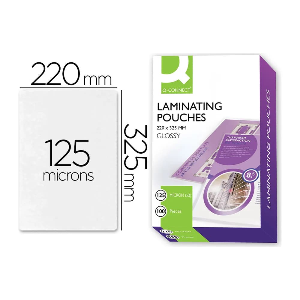 Q-connect Bolsa de plastificar q-connect 325 x 220 mm 125 mc folio caja de 100 unidades