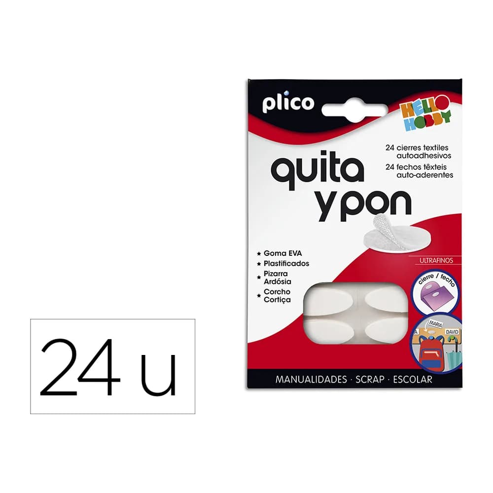 Plico Velcro adhesivo ovalado plico quita y pon blister de 24 unidades