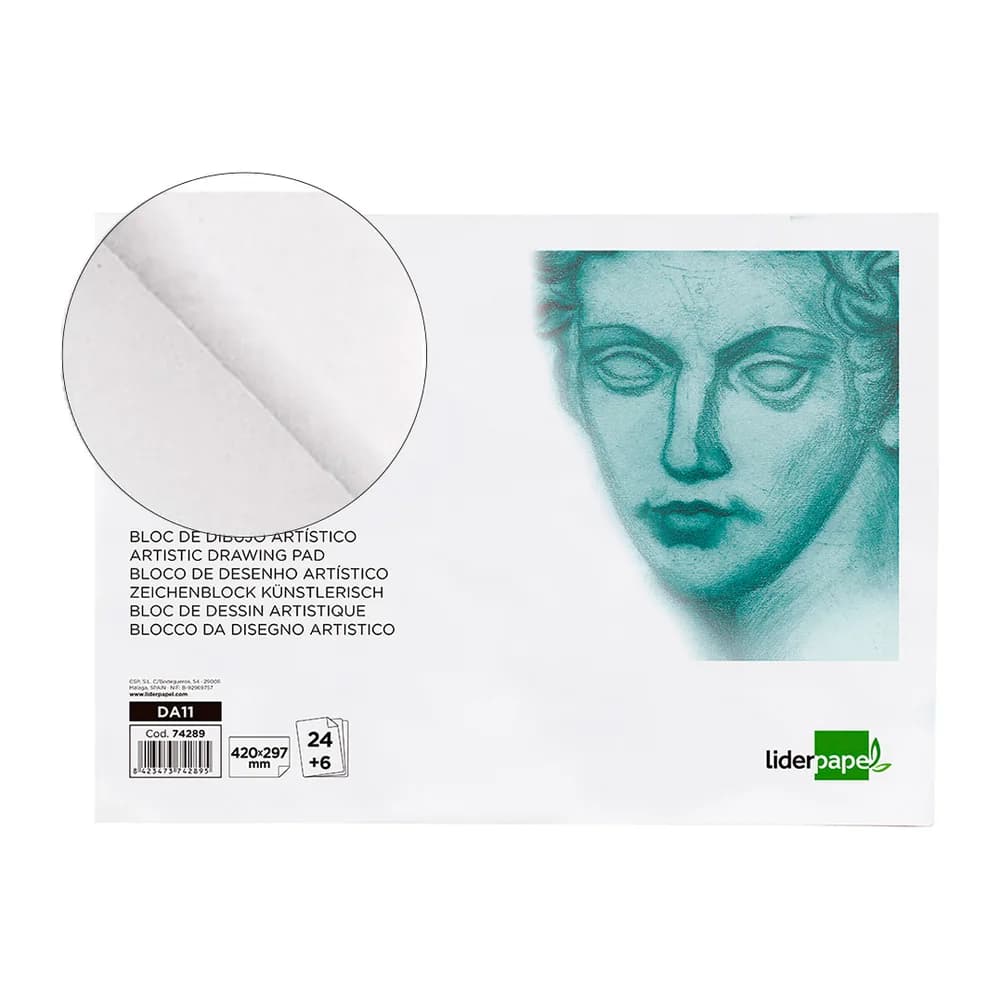 Liderpapel Bloc dibujo liderpapel artistico encolado 297x420 mm 30 hojas 120g/m2 sin recuadro