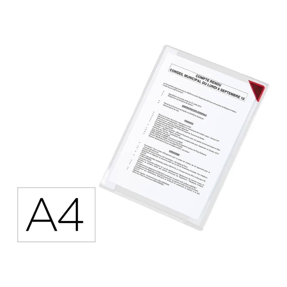Djois Funda de presentacion djois adhesiva removible din a4 con esquina magnetica capacidad para 10 hojas pack 5 unidades