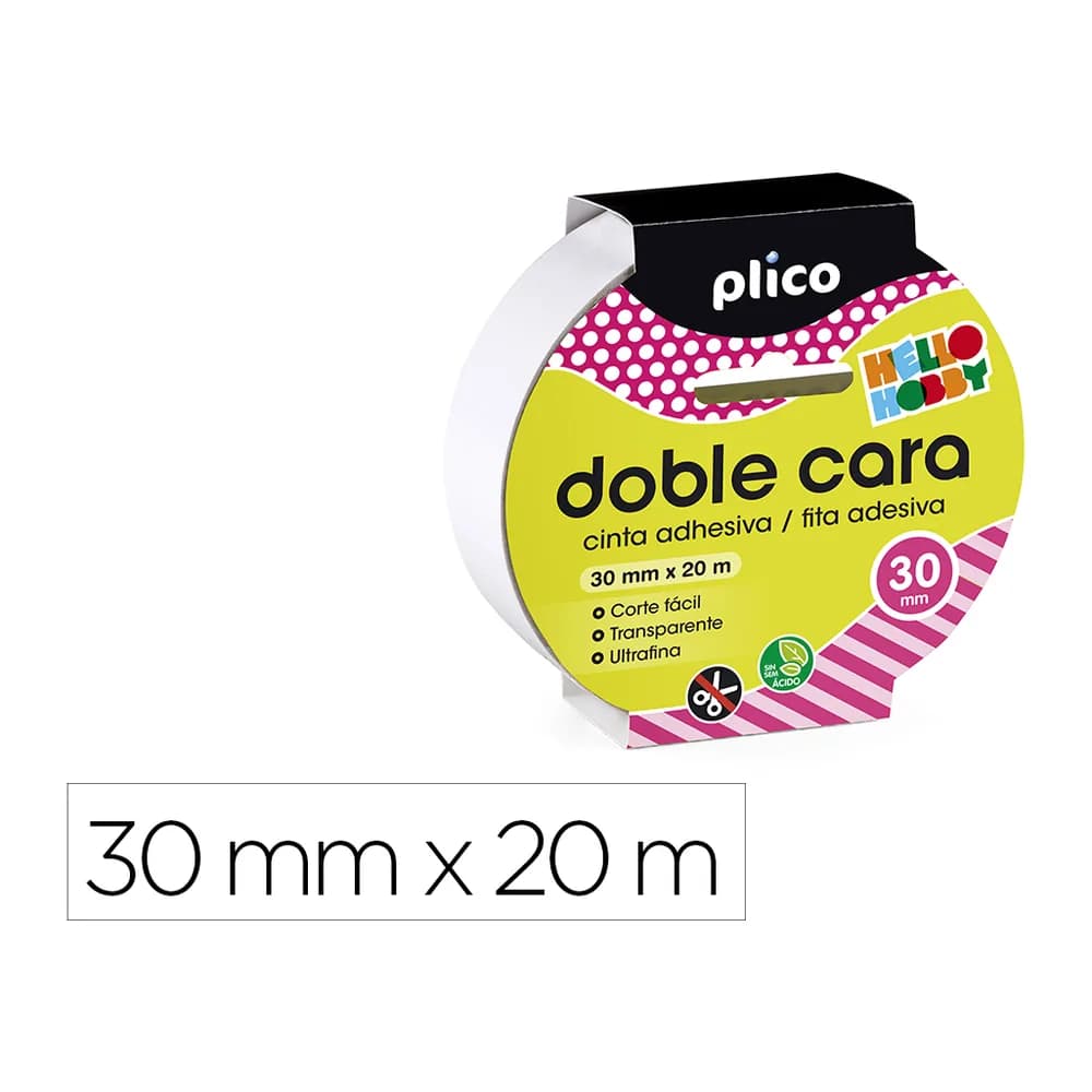 Plico Cinta adhesiva plico doble cara 20 mt x 30 mm