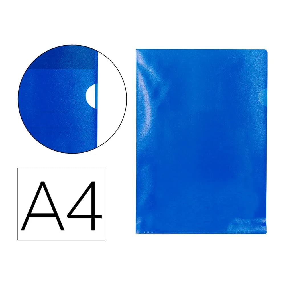 Carpeta dossier Q-Connect de plástico con uñero, DIN A4 de 120 micras, caja de 100 unidades – Azul