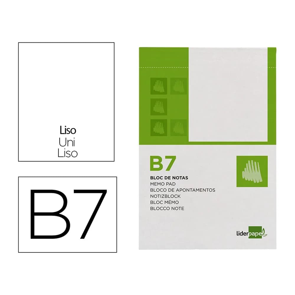 Liderpapel Bloc notas liderpapel liso b7 80 hojas 60g/m2 perforado
