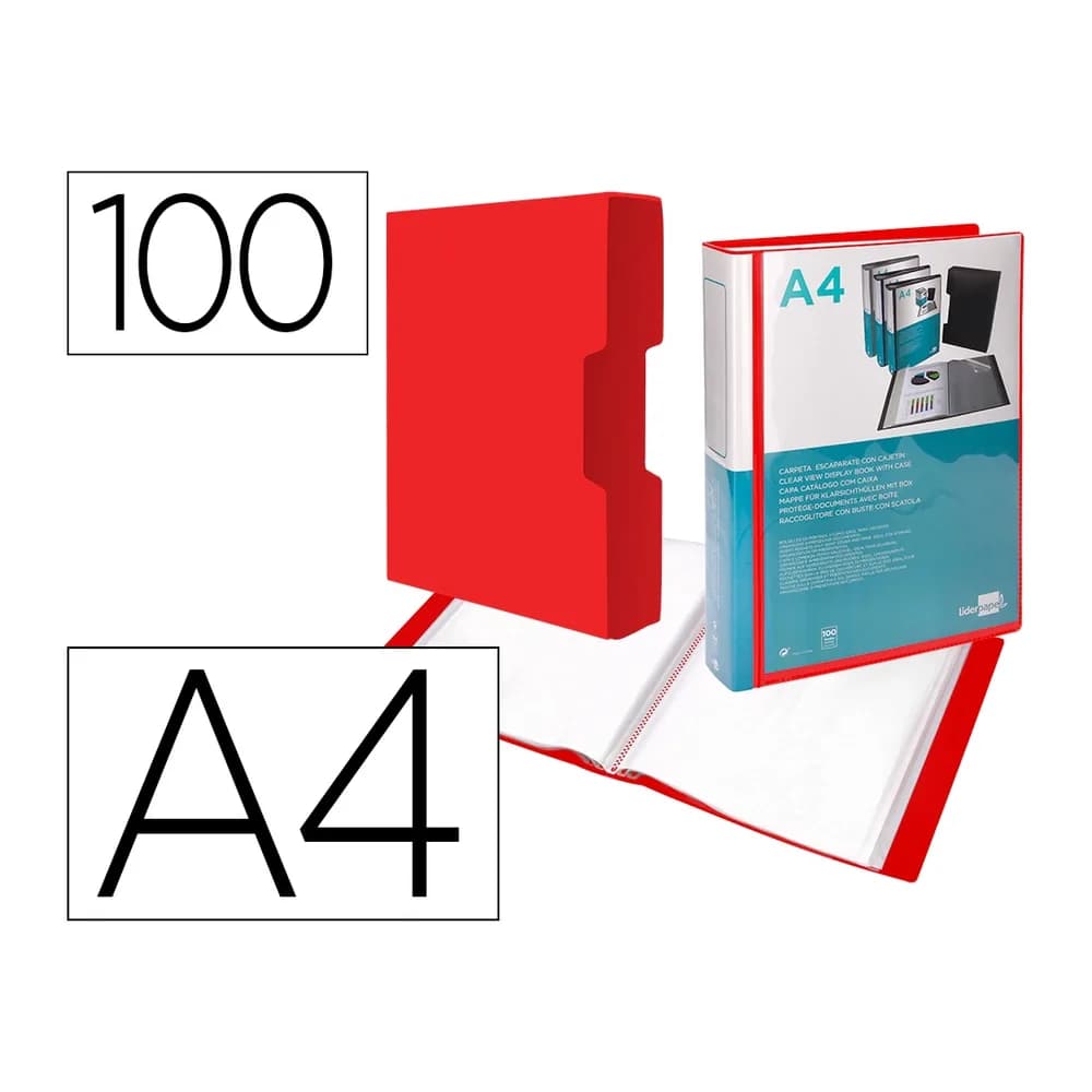 Liderpapel Carpeta liderpapel personaliza 100 fundas polipropilenodin a4 rojo translucido con cajetin
