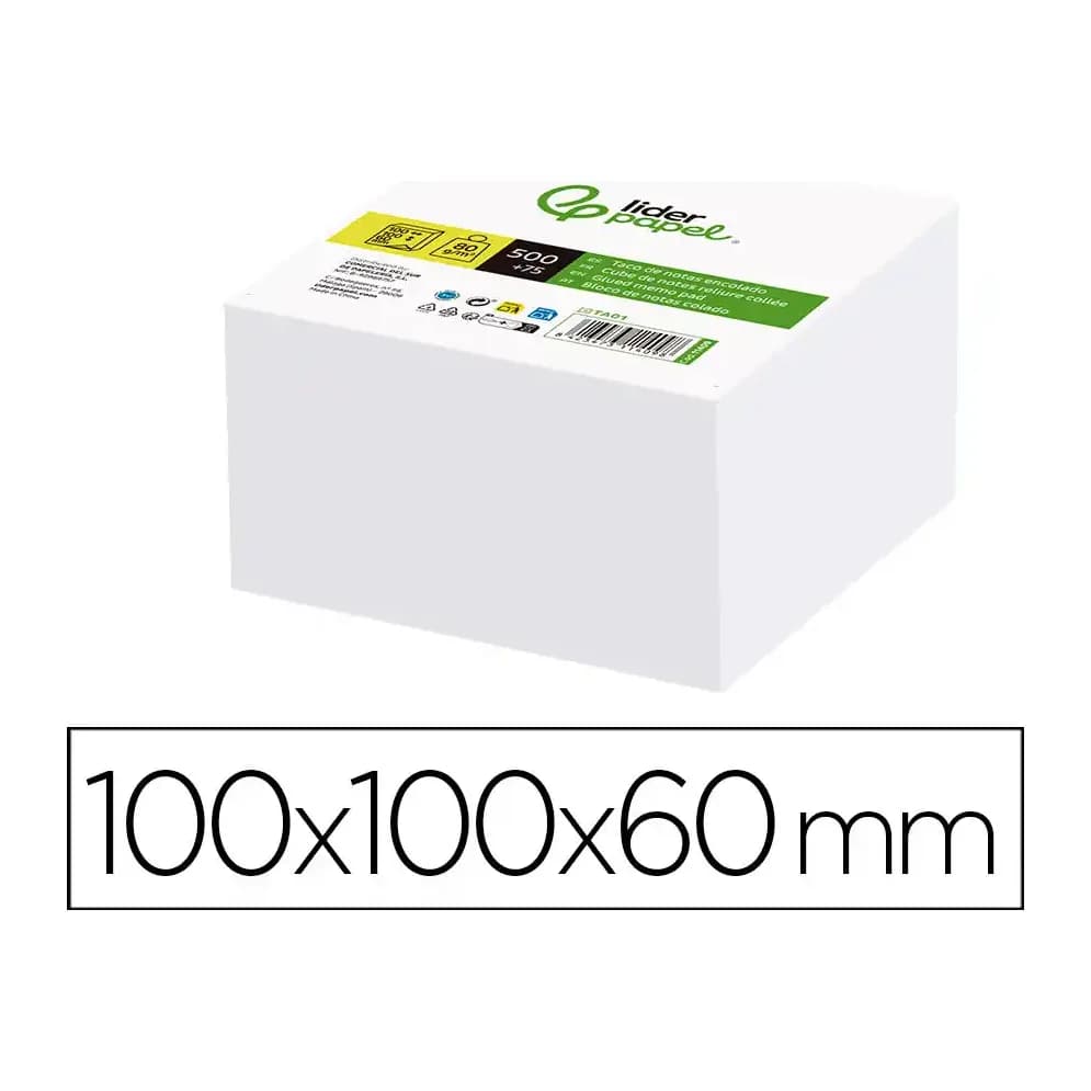 Liderpapel Taco papel liderpapel encolado blanco 500+75 hojas 100x100x60 mm 80 gr