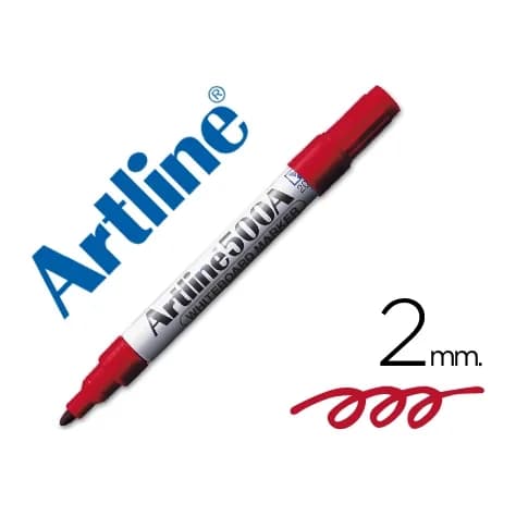 Rotulador de pizarra Artline EK-500 recargable de punta redonda de 2 mm con cuerpo de aluminio – Rojo