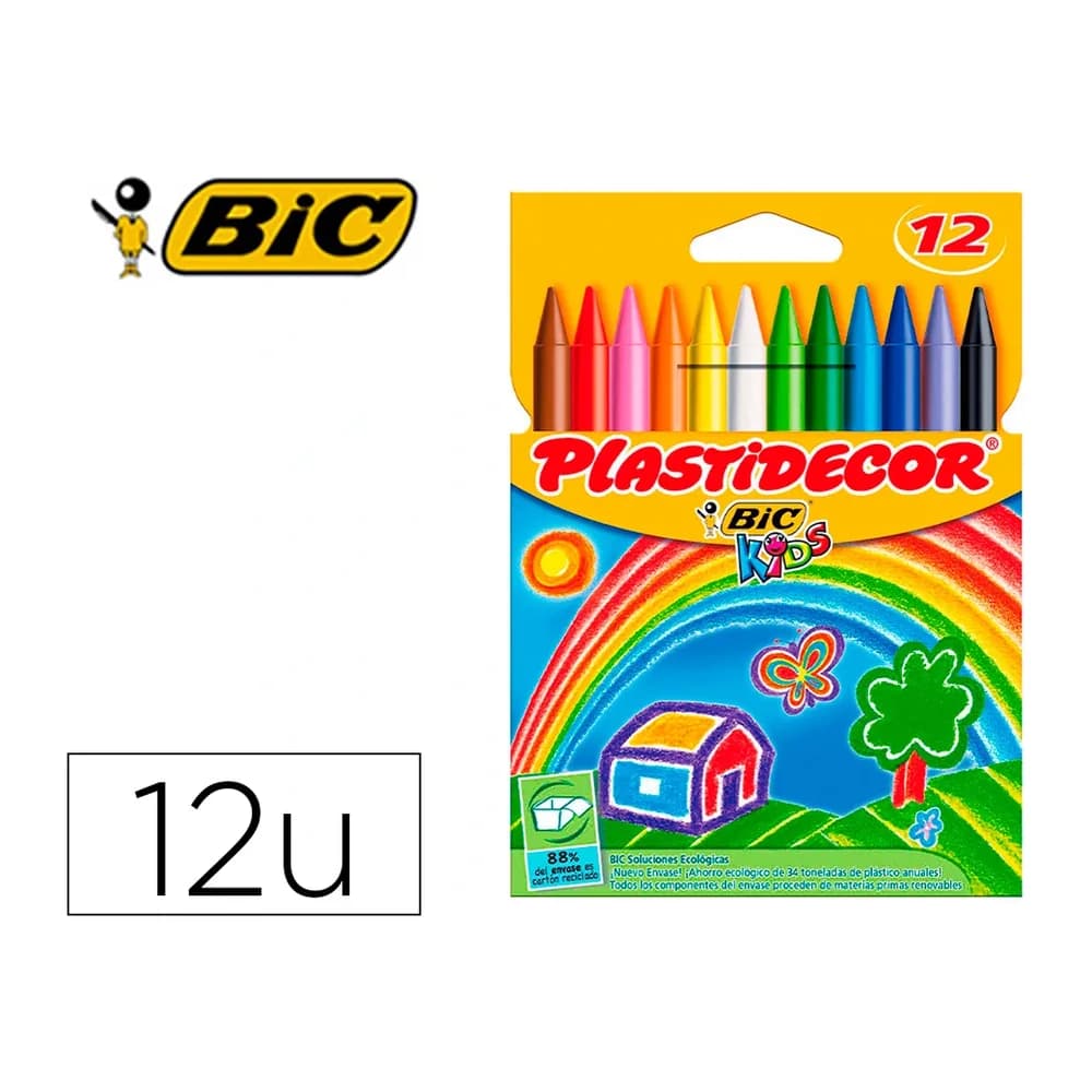 Plastidecor Lapices cera plastidecor caja de 12 colores surtidos
