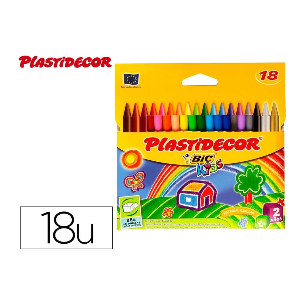 Plastidecor Lapices cera plastidecor caja de 18 colores surtidos