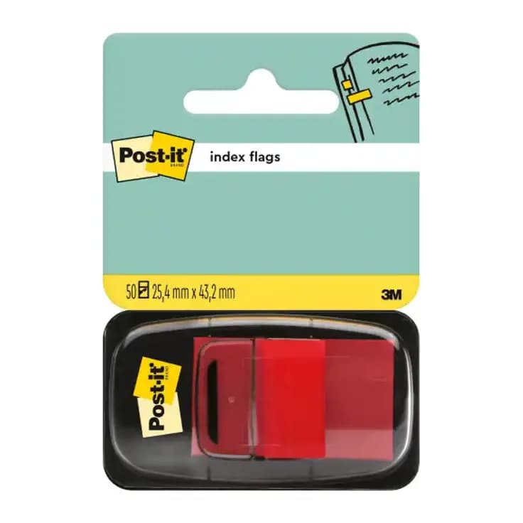 Post-it Banderitas separadoras 680-1 roja dispensador de 50 unidades