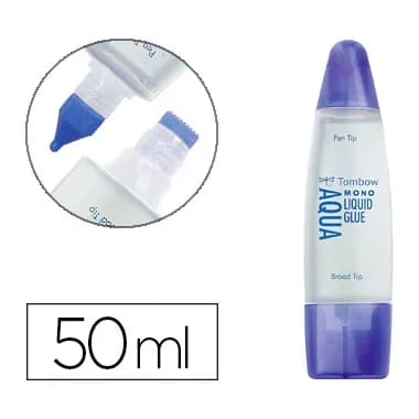Tombow Pegamento cola liquida tombow transparente aqua permanente con 2 puntas bote de 50 ml
