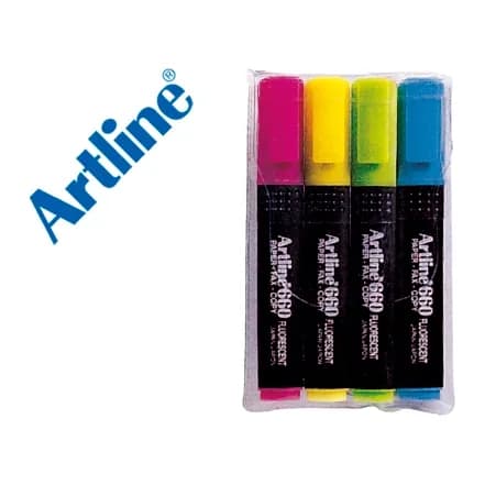 Artline Rotulador artline fluorescente ek-660 punta biselada bolsa de 4 unidades colores surtidos