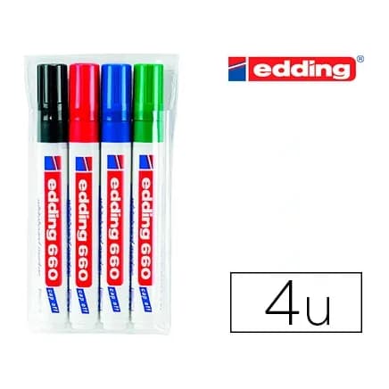 Edding Rotulador edding para pizarra blanca 660 blister de 4 unidades colores surtidos recargable