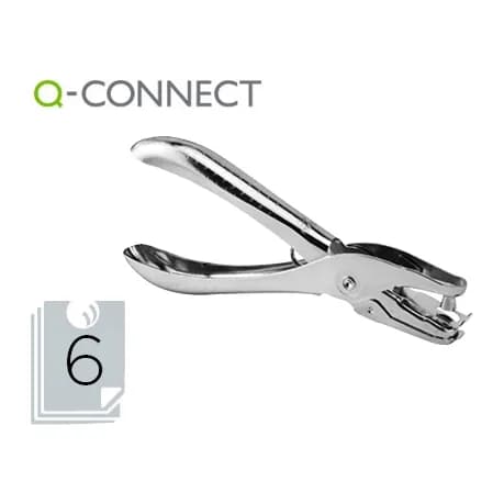 Q-connect Taladrador q-connect kf18765 de tenaza metalico cromado 1 taladro abertura 6 mm capacidad 6 hojas