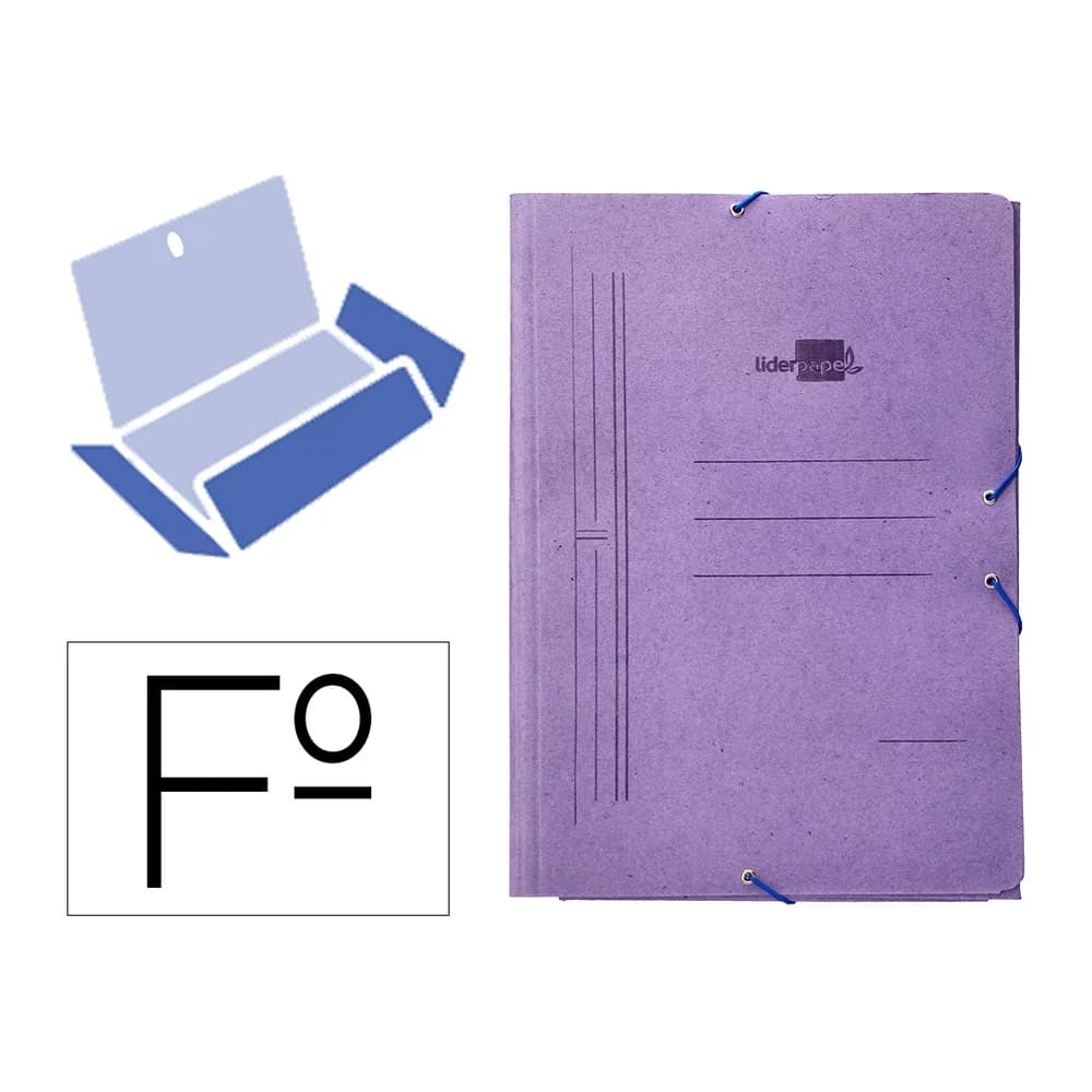 Liderpapel Carpeta liderpapel gomas tres solapas carton compacto folio color azul