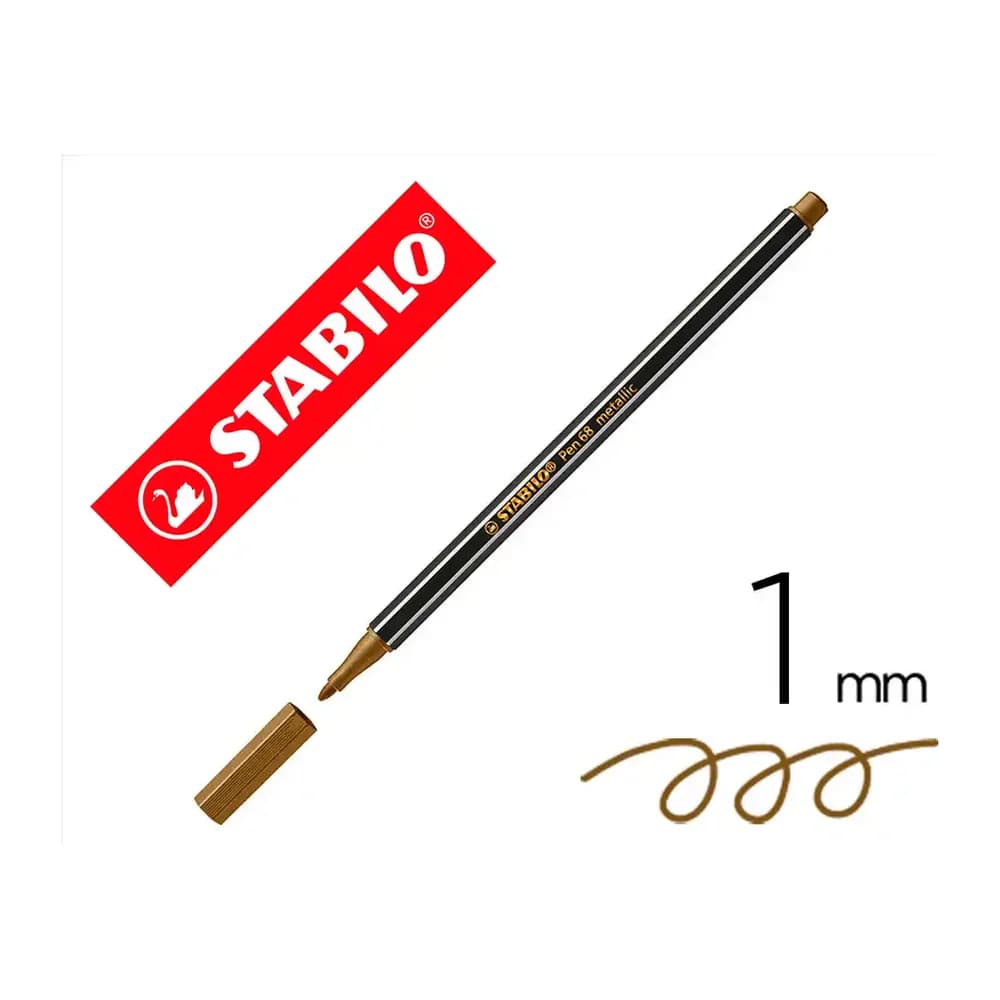 Rotulador acuarelable Stabilo Pen 68 metálico de punta gruesa de 1 mm – Dorado