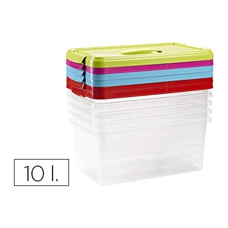 Blanca Caja multiusos plastico 10 l numero 24 tapa de color con asa 385x230x175 mm